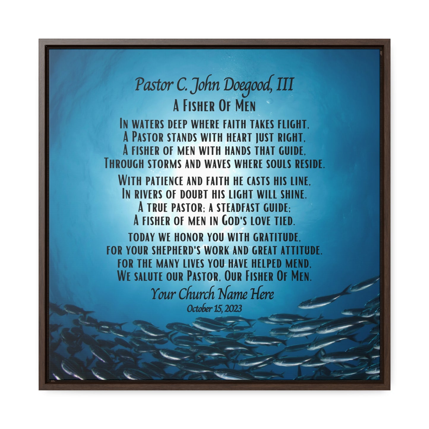 Personalized Pastor Appreciation Framed Canvas Wrap - Fisher of Men