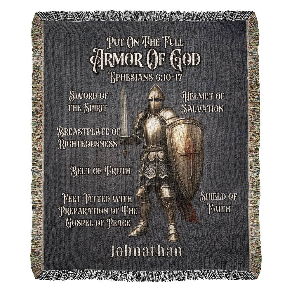 Personalized Bible Verse Armor of God Throw Blanket