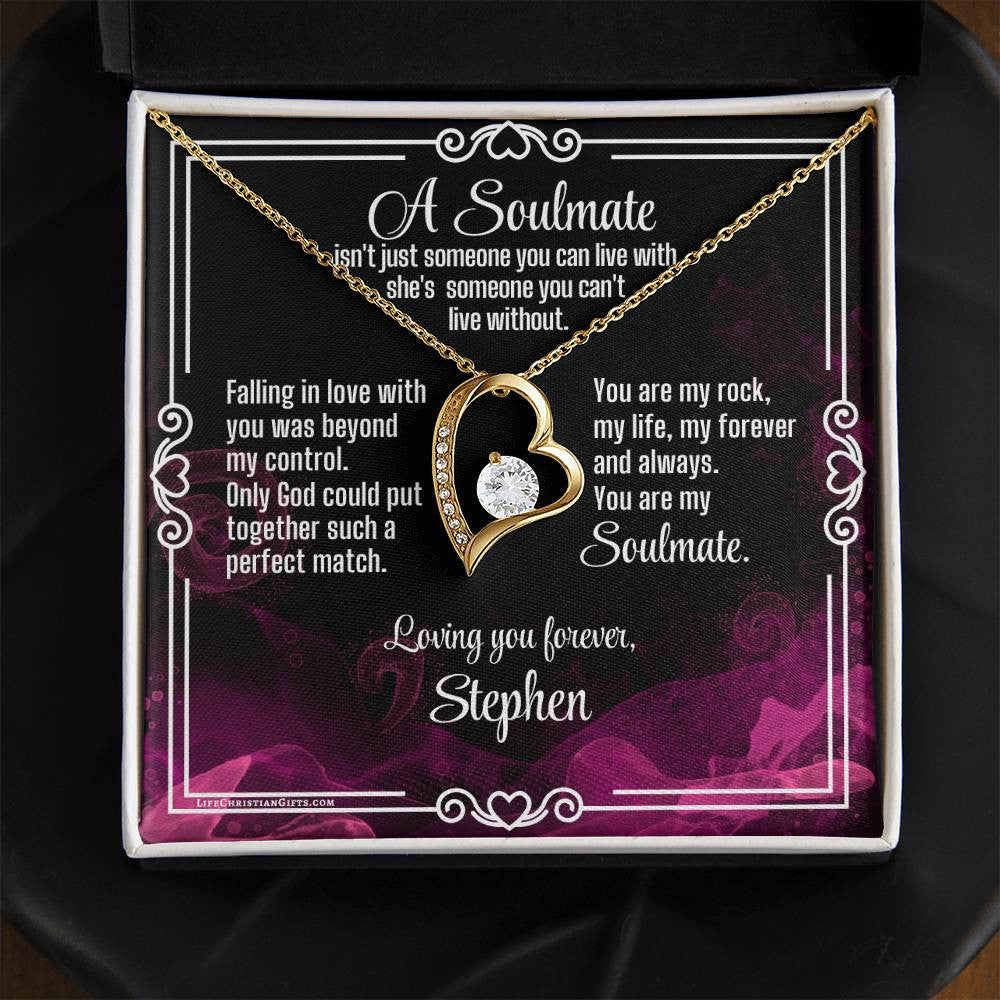 Soulmate Love Message Card With Forever Love Necklace - Can't Live Without
