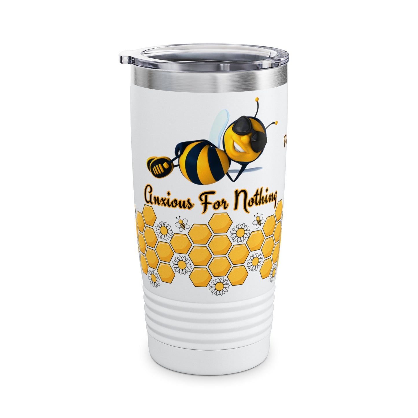 Bee Anxious For Nothing Bible Verse 20oz Ringneck Tumbler