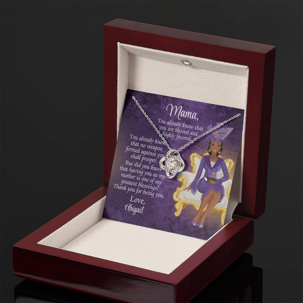 African American Mother Message Card - Love Knot Necklace - You Already Know