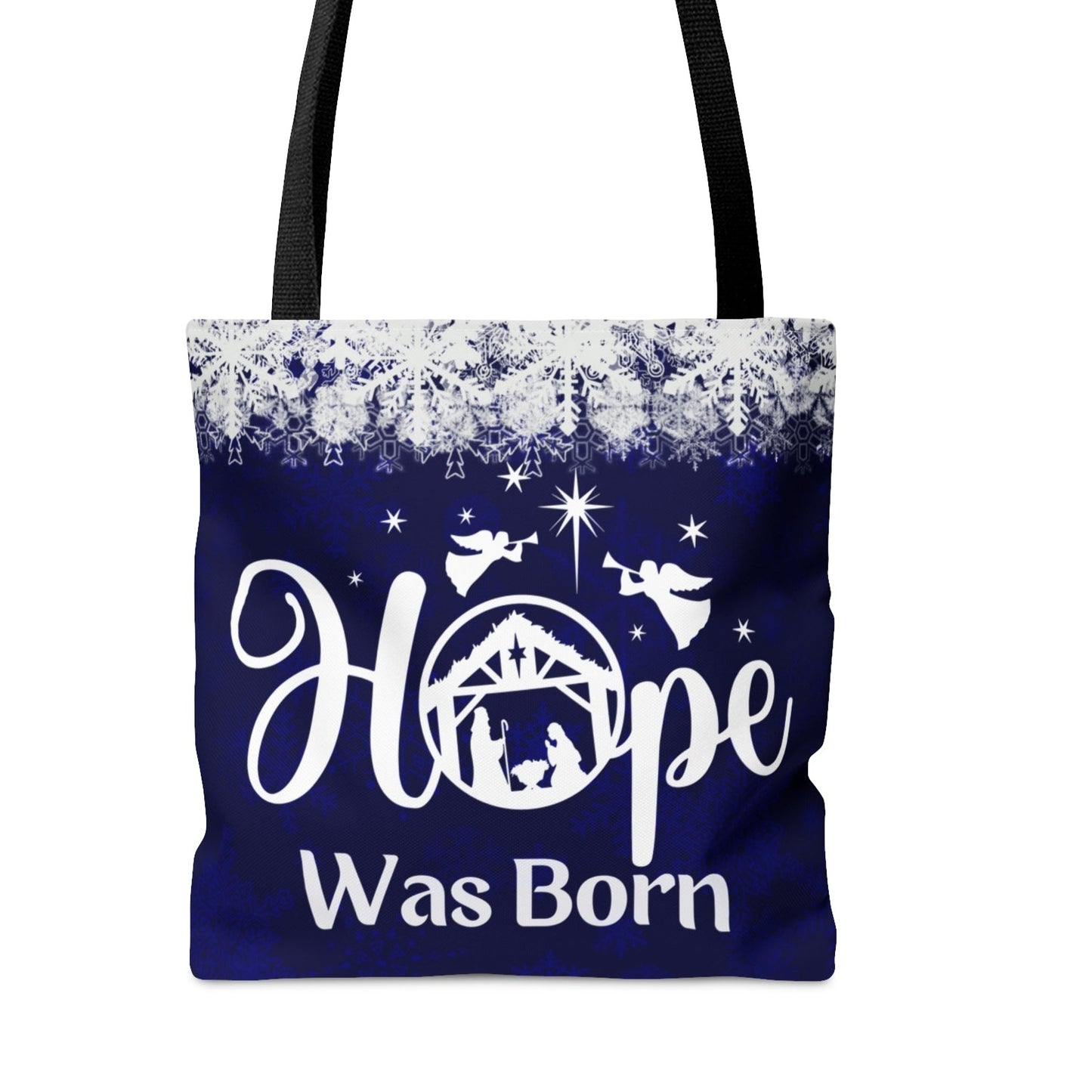 Nativity Scene Hope Was Born Christmas Tote Bag