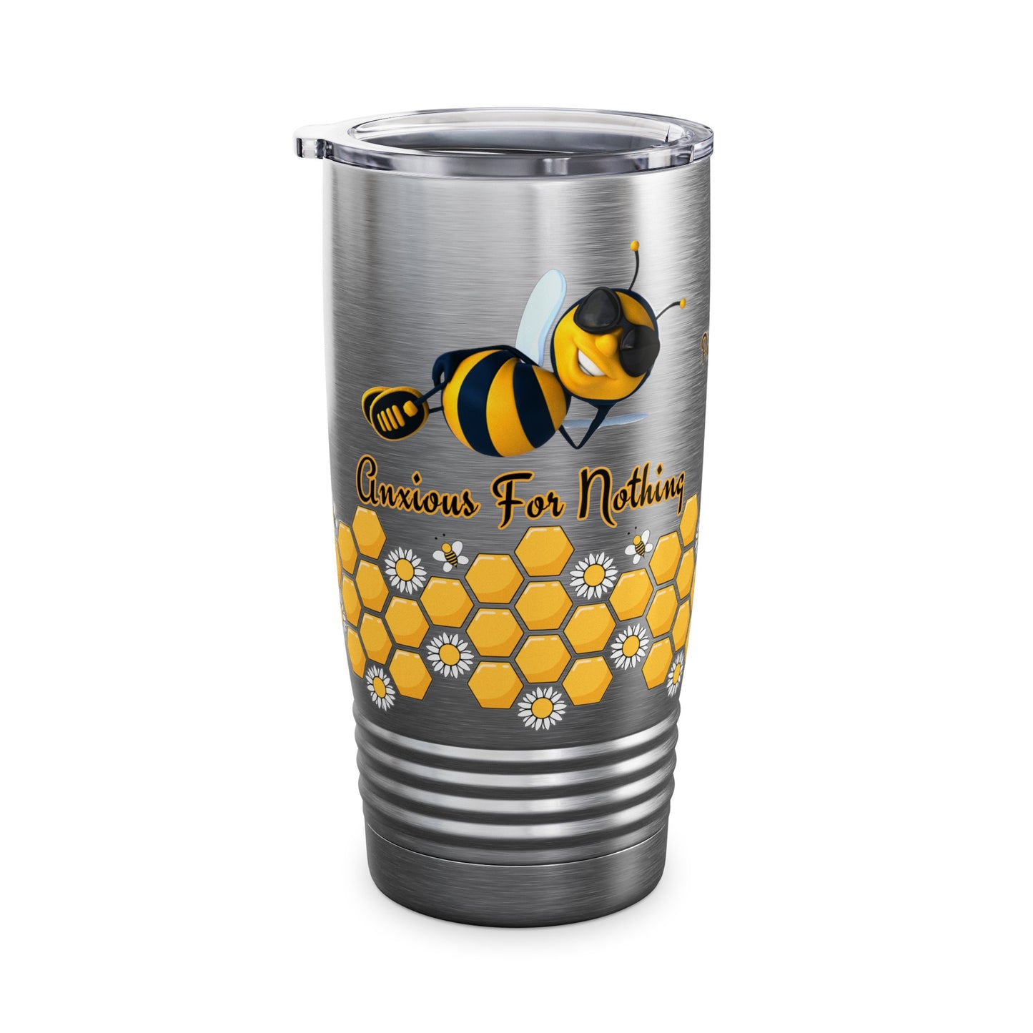 Bee Anxious For Nothing Bible Verse 20oz Ringneck Tumbler