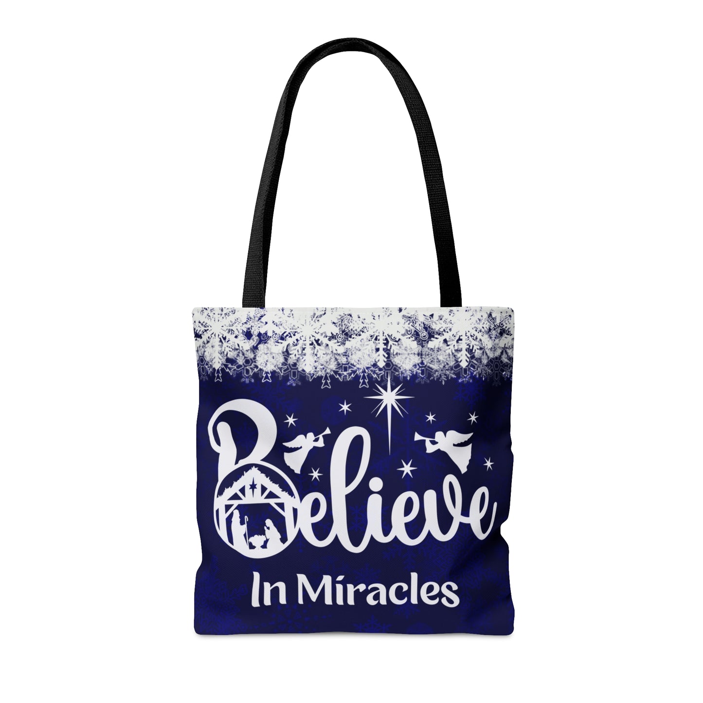 Nativity Scene Believe In Miracles Christmas Tote Bag