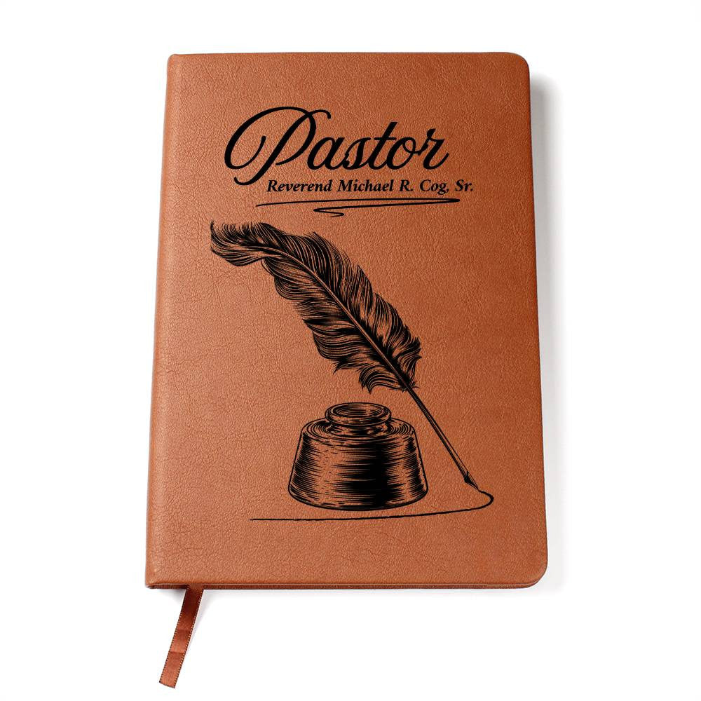 Personalized Pastor Vegan Leather Writing Journal For Sermon Notes