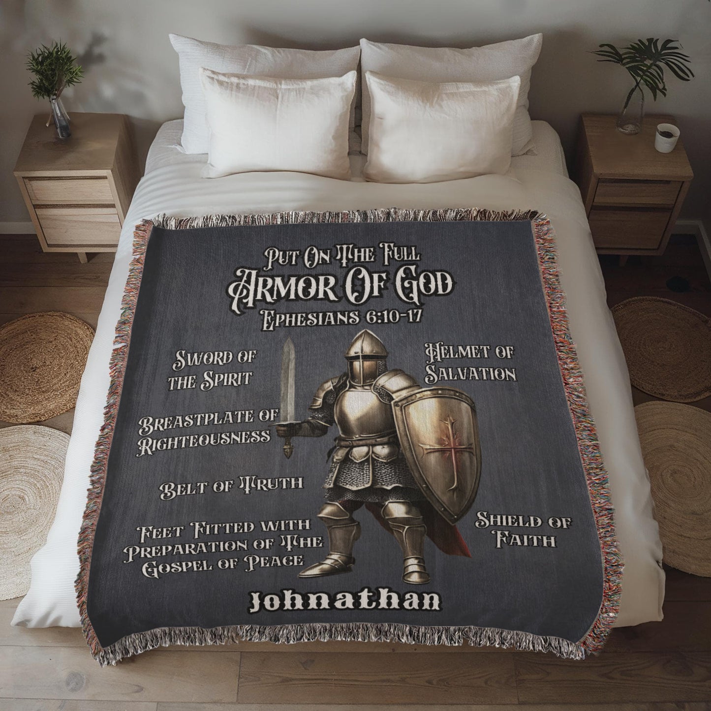 Personalized Bible Verse Armor of God Throw Blanket