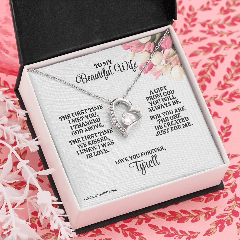 To Wife Message Card And Forever Love Necklace - The First Time