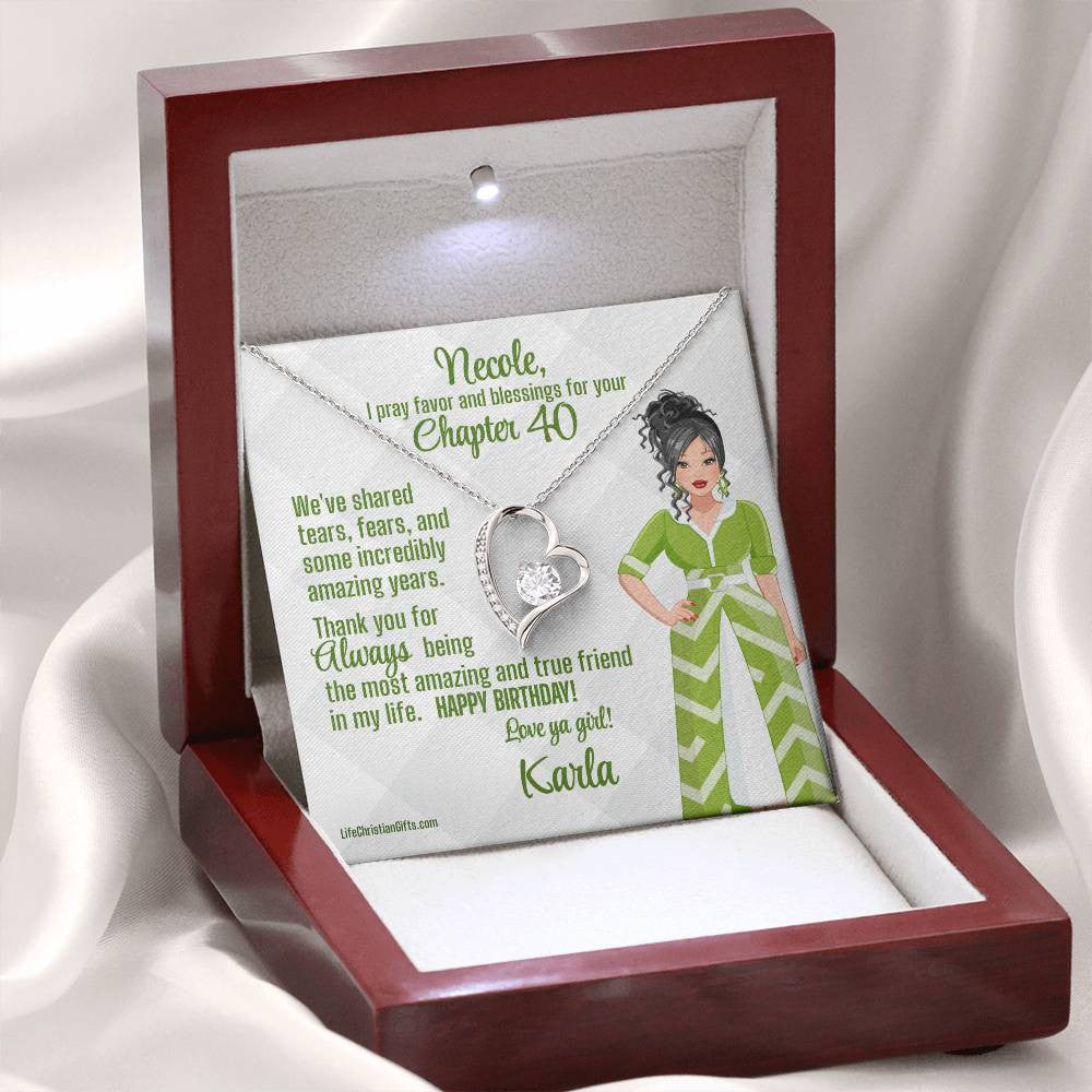 Chapter Birthday Card With The Forever Love Necklace - Brunette