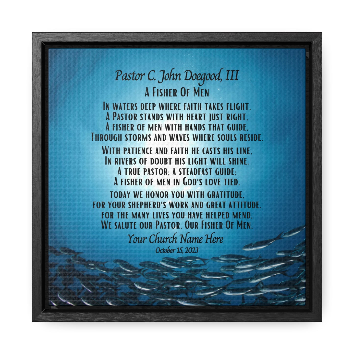 Personalized Pastor Appreciation Framed Canvas Wrap - Fisher of Men