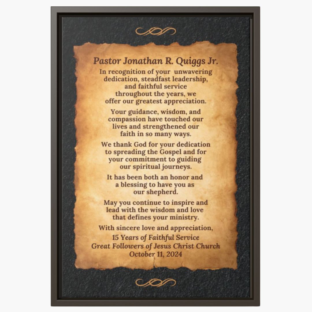 Pastor Appreciation Wall Art - Retirement Or Anniversary