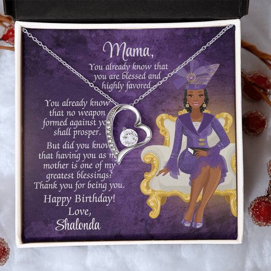 African American Mom Birthday Card With Forever Love Necklace - You Already Know