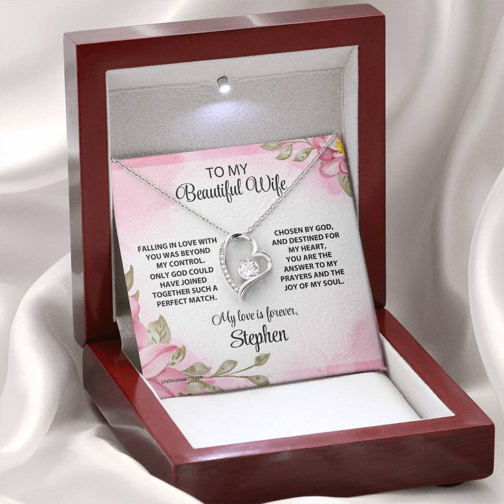 Christian Wife Message Card With Forever Love Necklace - Perfect Match