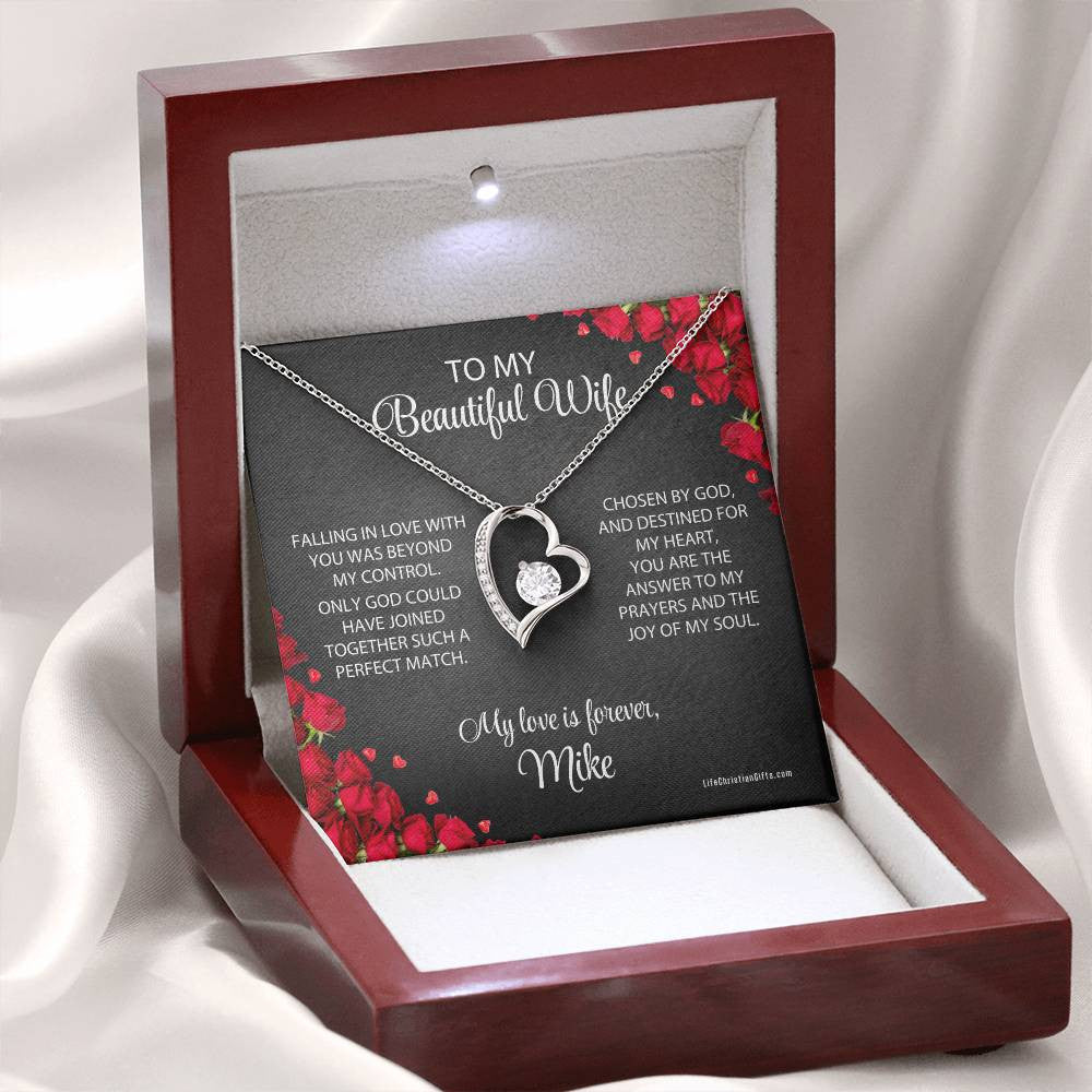 To Wife Message Jewelry Card And Forever Love Necklace - Perfect Match