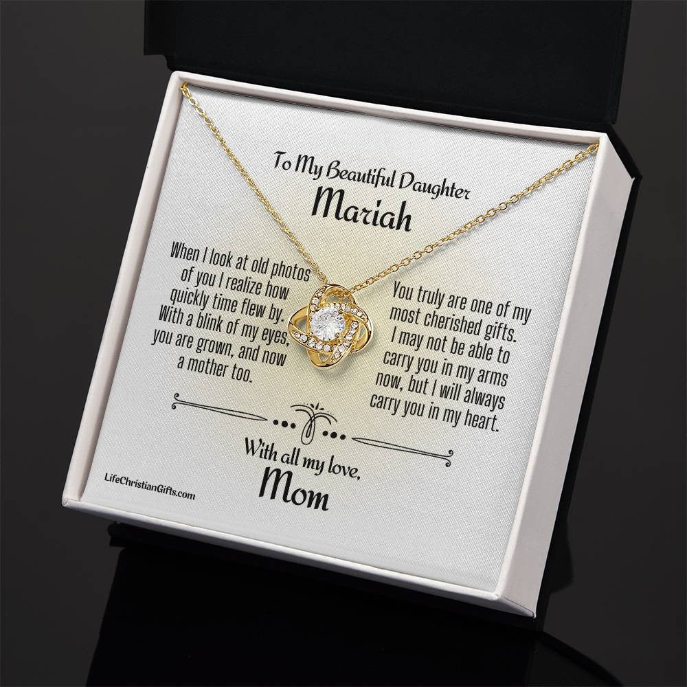 Personalized Card To Daughter With Love Knot Necklace - Time Flew By