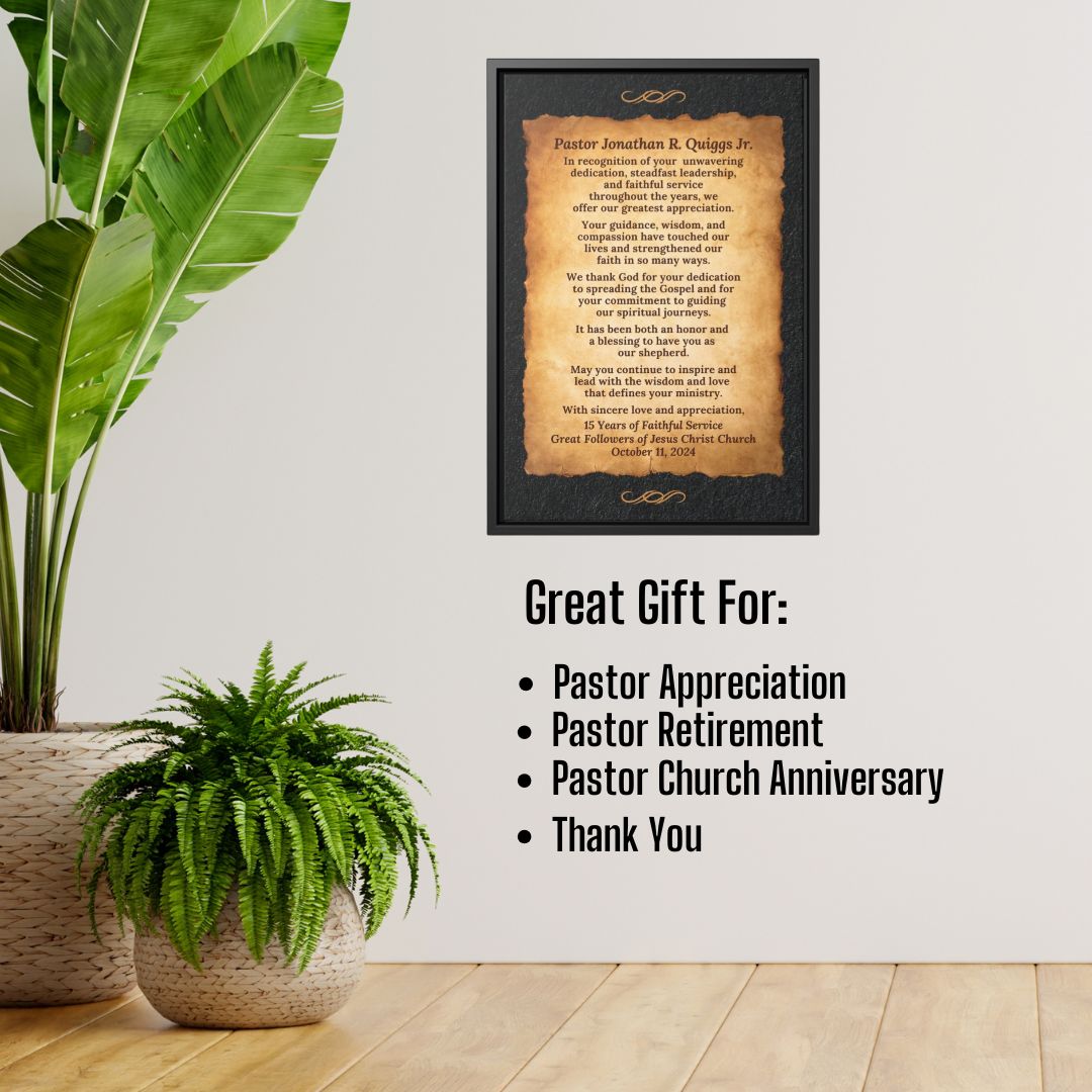 Pastor Appreciation Wall Art - Retirement Or Anniversary