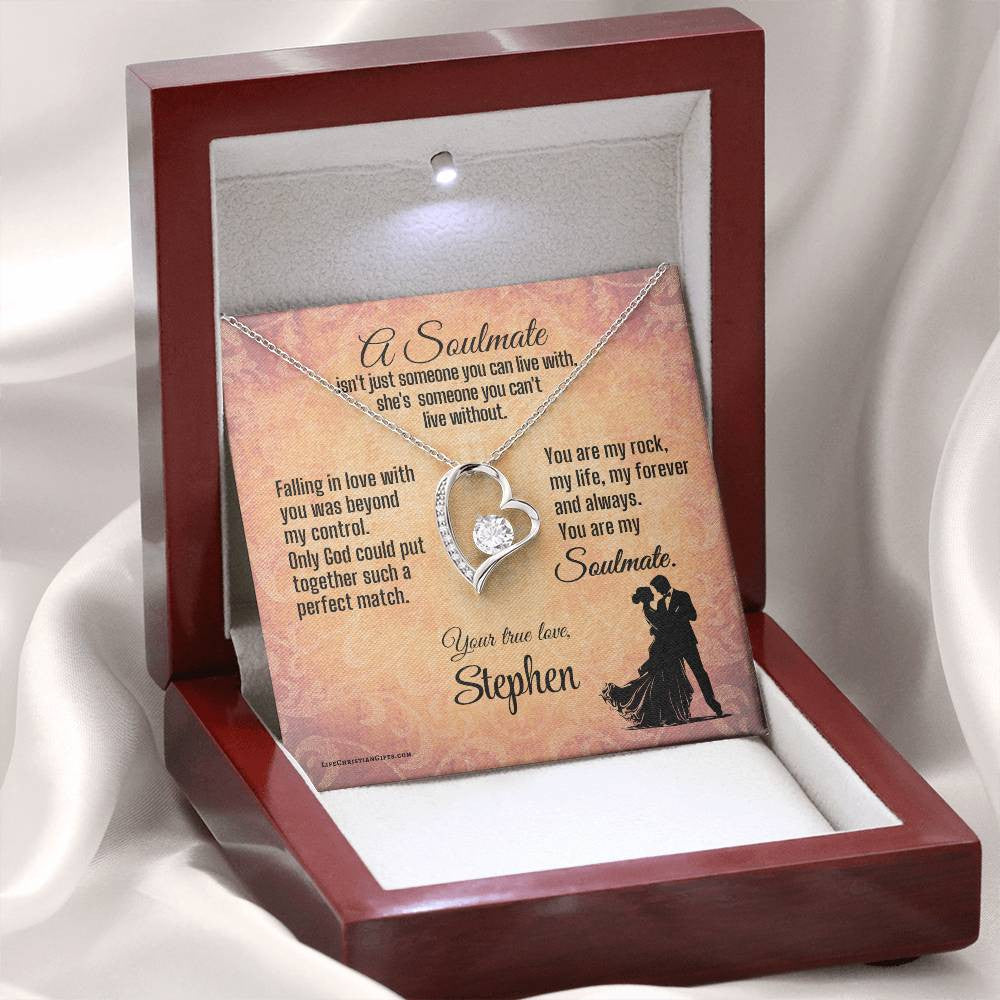 Soulmate Fiancée Christian Message Card With Forever Love Necklace - Can't Live Without