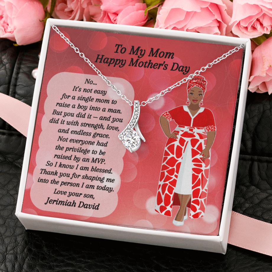 African American Mother's Day Card - Alluring Beauty Necklace - MVP Mom