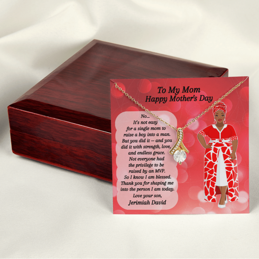 African American Mother's Day Card - Alluring Beauty Necklace - MVP Mom