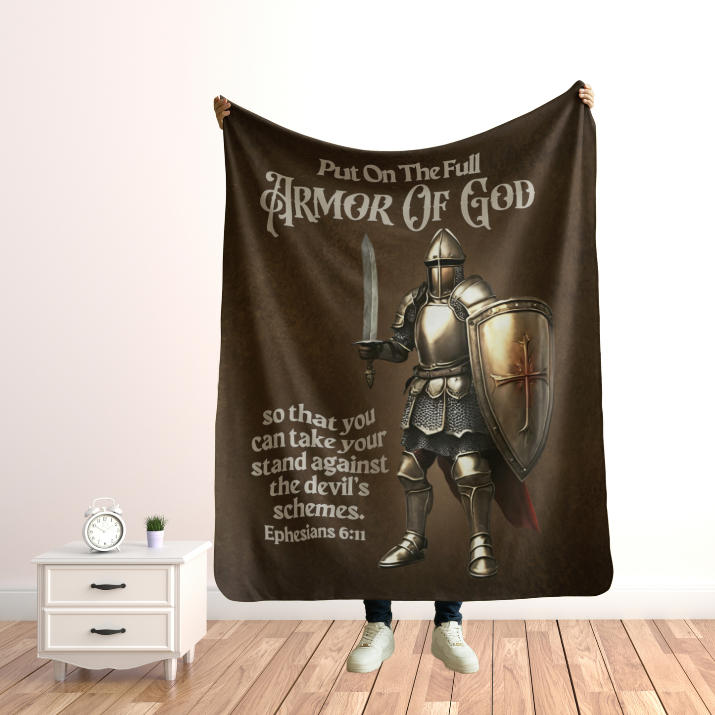 Full Armor of God Sherpa Throw Blanket