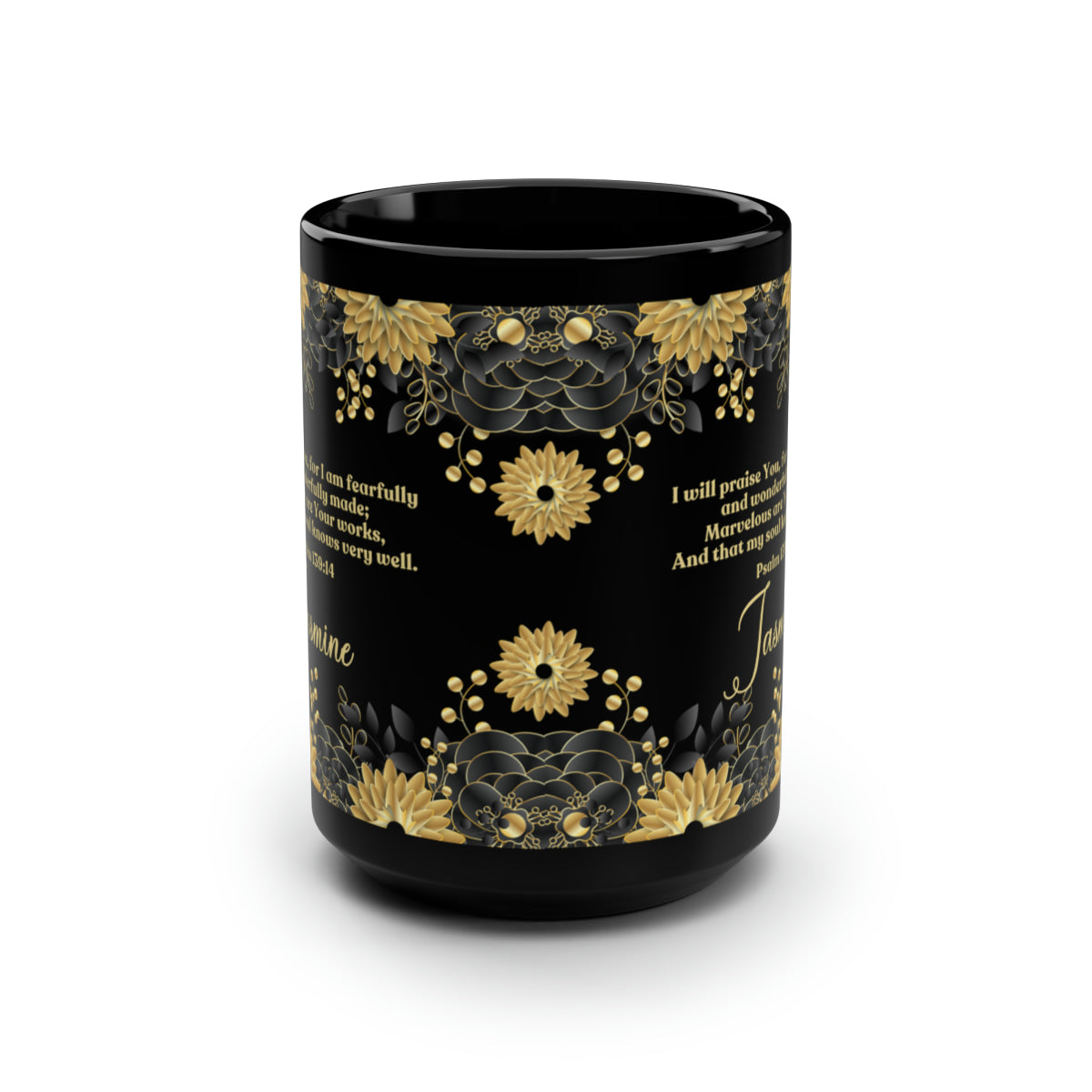 Personalized Fearfully and Wonderfully Made Mug - Gold and Black