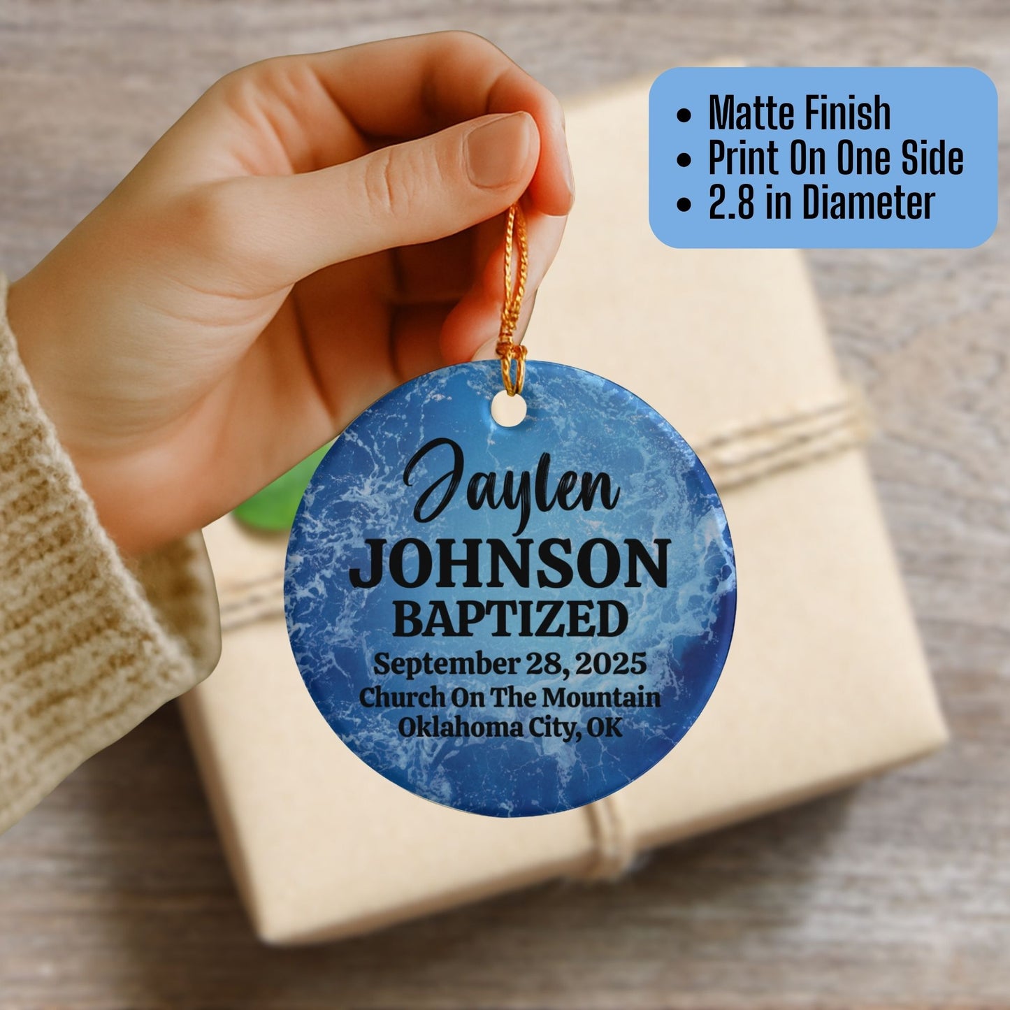 Baptism Ornament Personalized Keepsake Gift