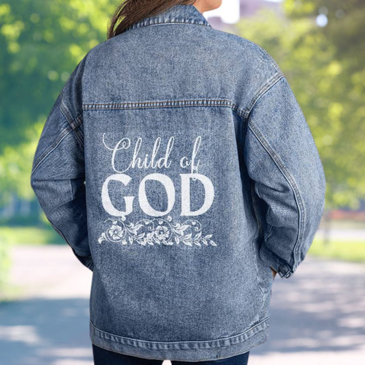 Child of God Oversized Denim Jean Jacket