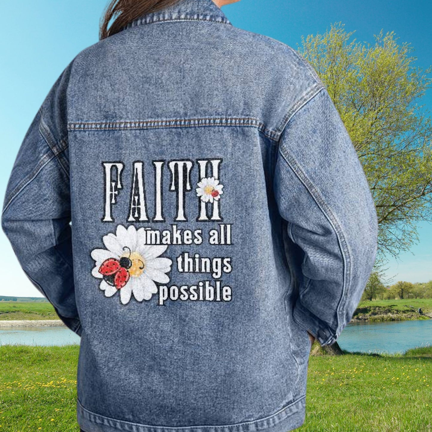 Christian Denim Jacket - Faith Makes All Things Possible