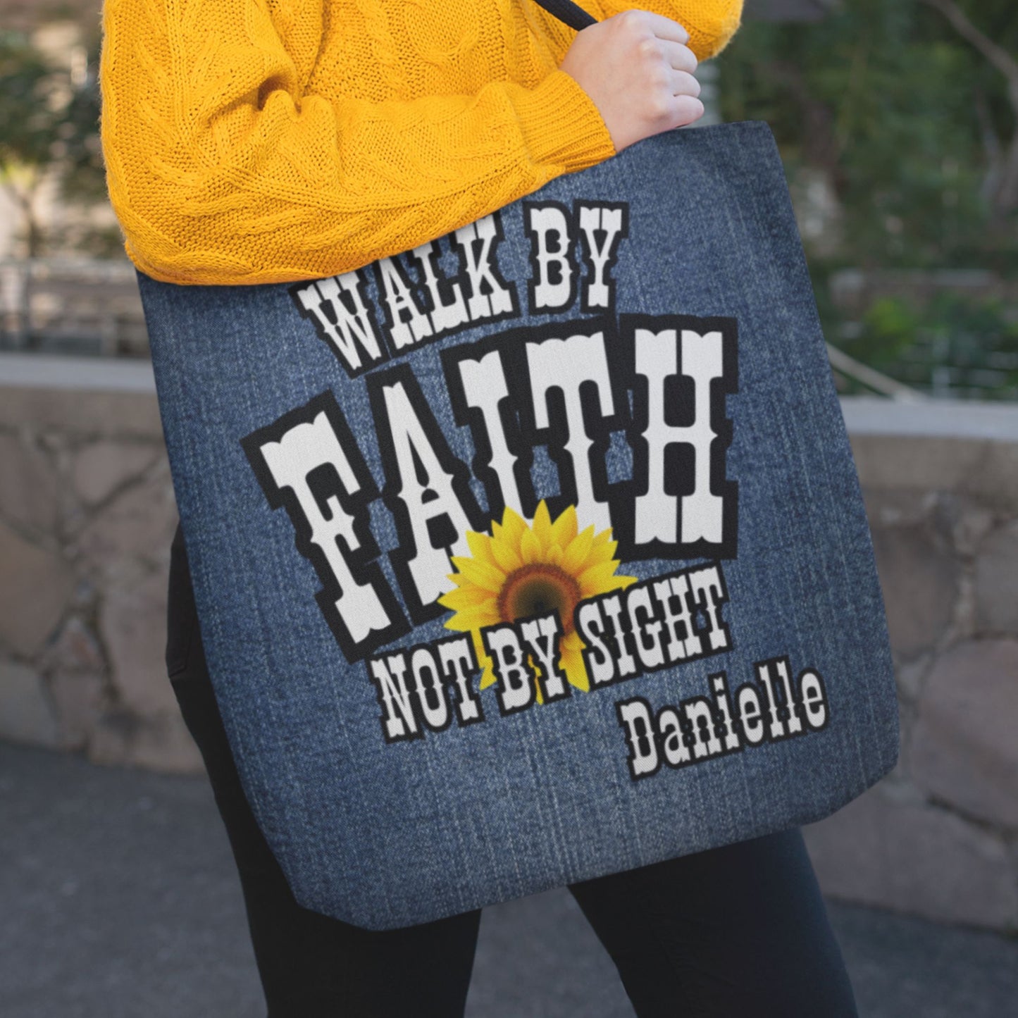 Walk By Faith Not By Sight Personalized Christian Tote Bag