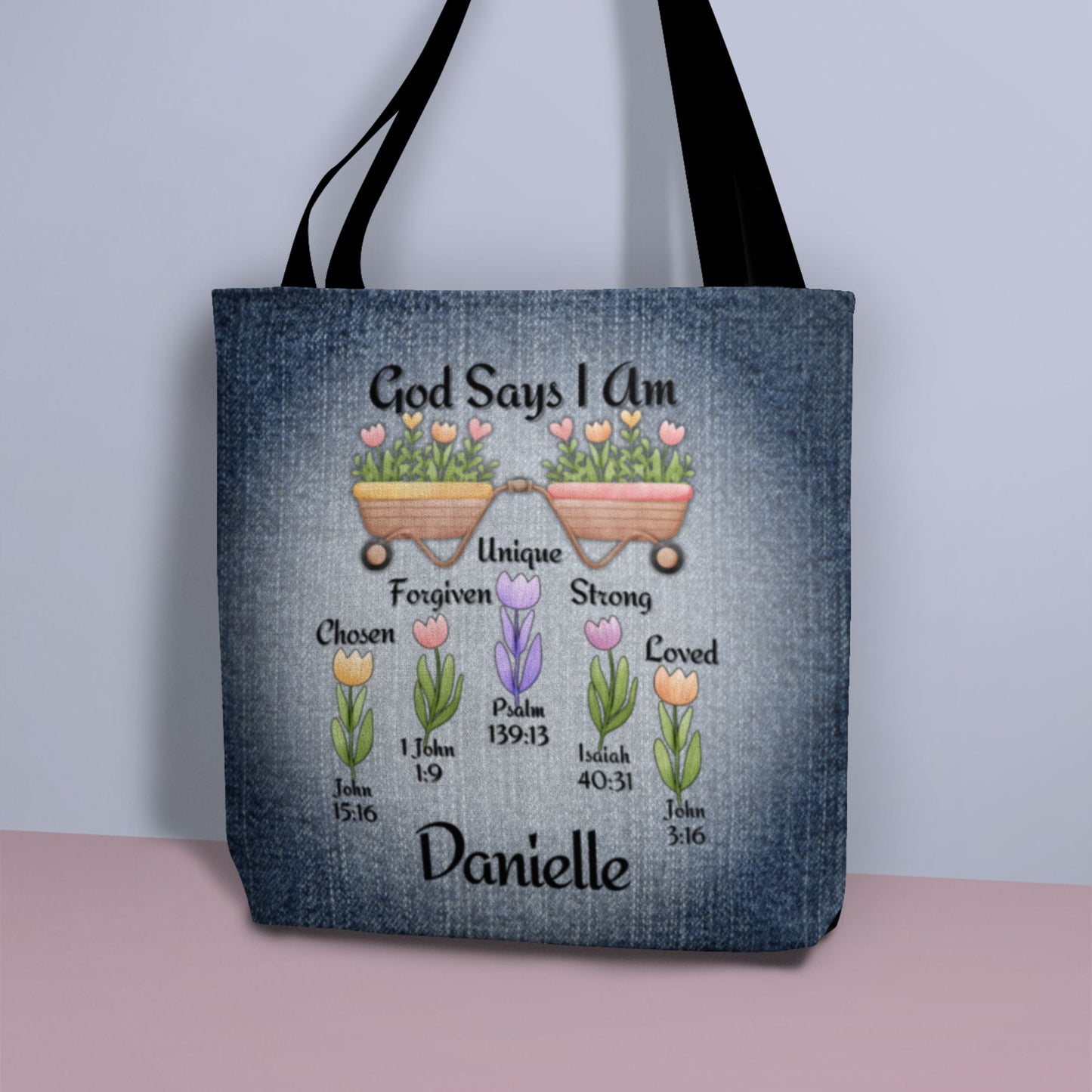 Affirmations God Says I Am Personalized Christian Tote Bag