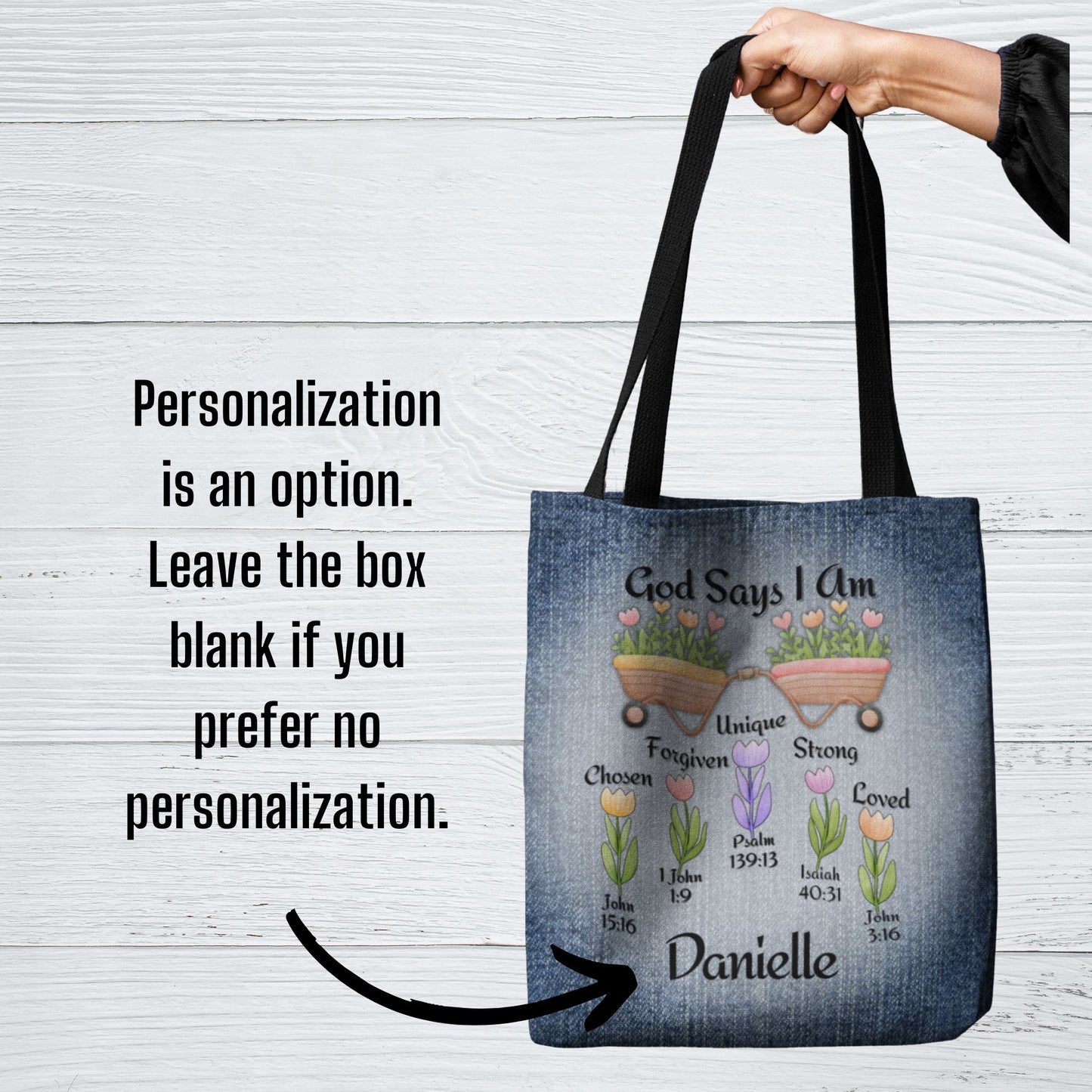 Affirmations God Says I Am Personalized Christian Tote Bag