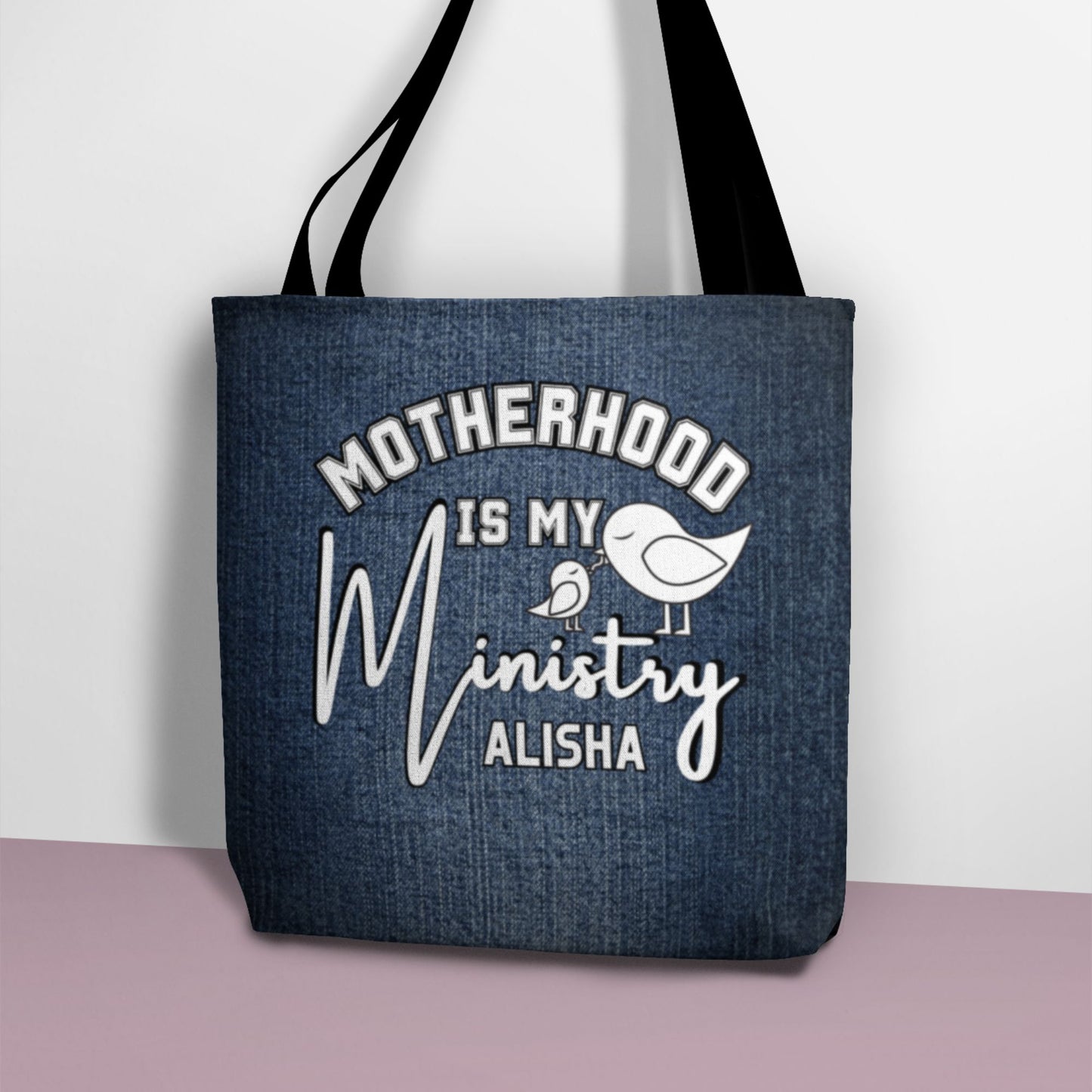 Motherhood Is My Ministry Personalized Christian Tote Bag