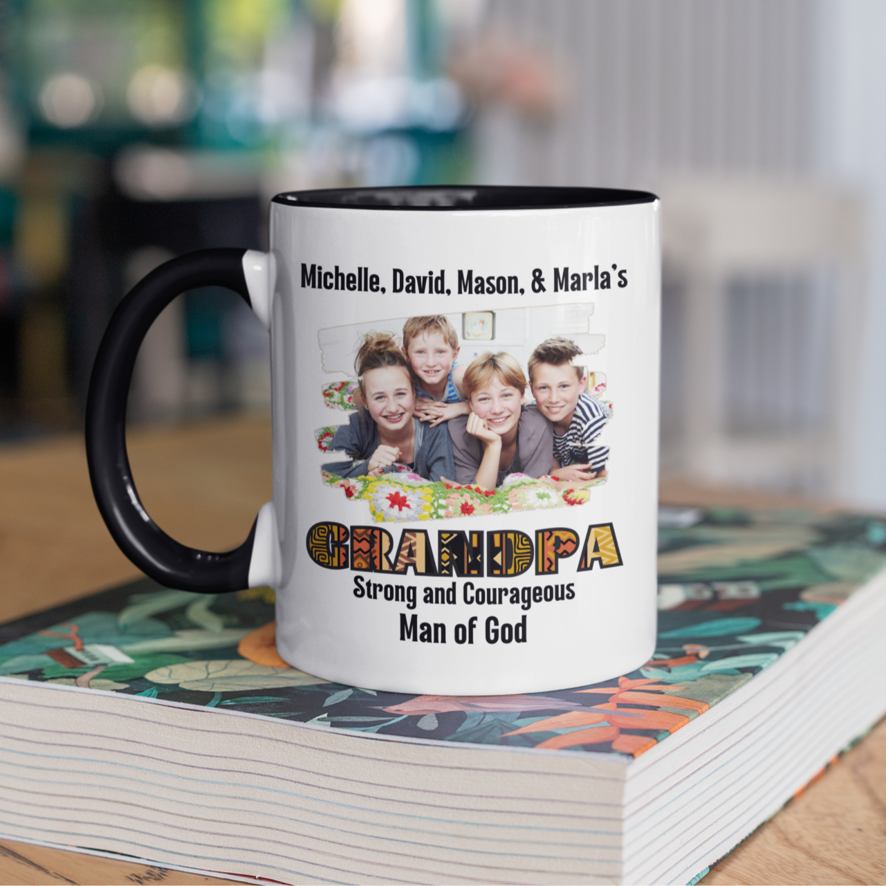 Personalized Father's Day Mug With Afrocentric Pattern