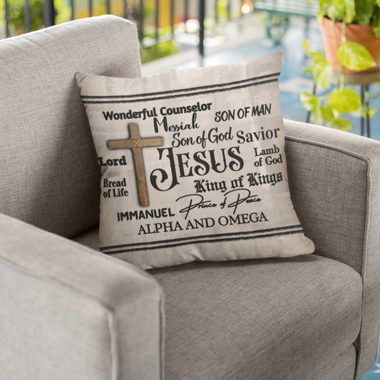 Names of Jesus Throw Pillow Christian House Warming Gift