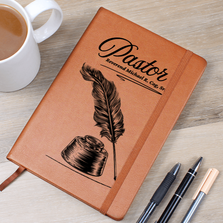 Personalized Pastor Vegan Leather Writing Journal For Sermon Notes