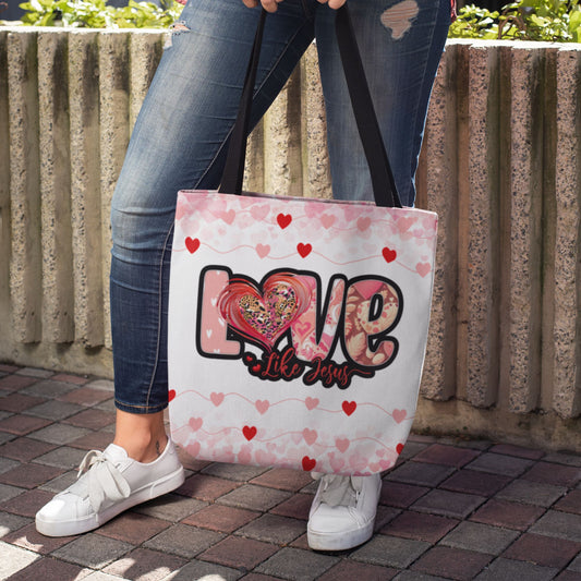 Love Like Jesus Tote Bag - Hearts