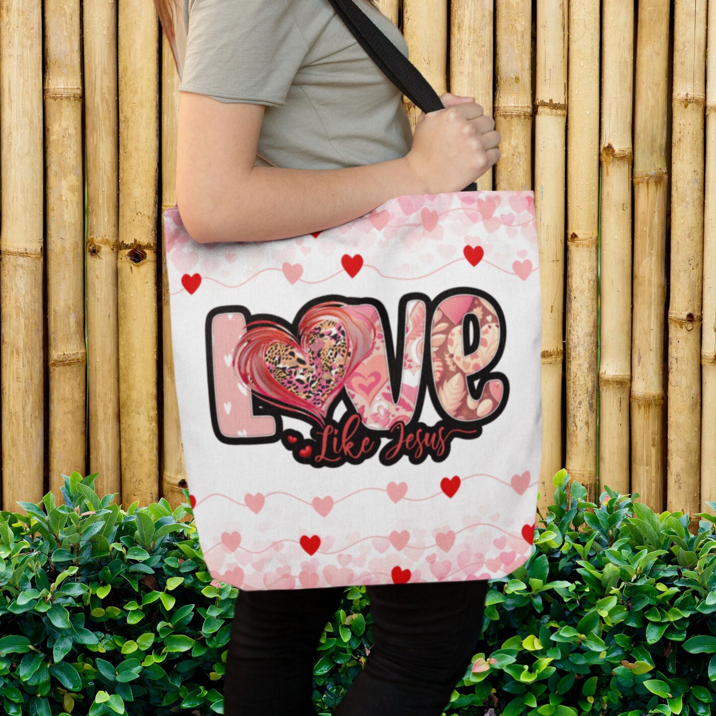 Love Like Jesus Tote Bag - Hearts
