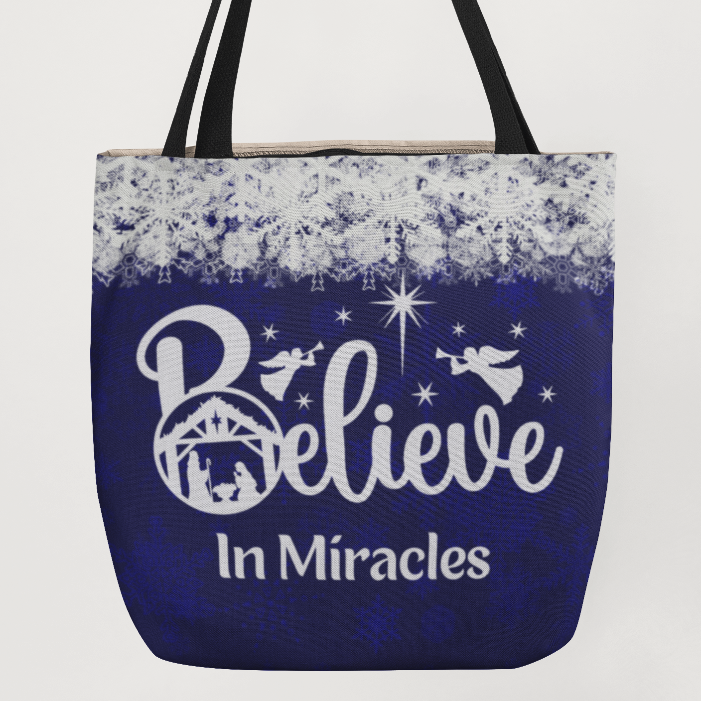 Nativity Scene Believe In Miracles Christmas Tote Bag