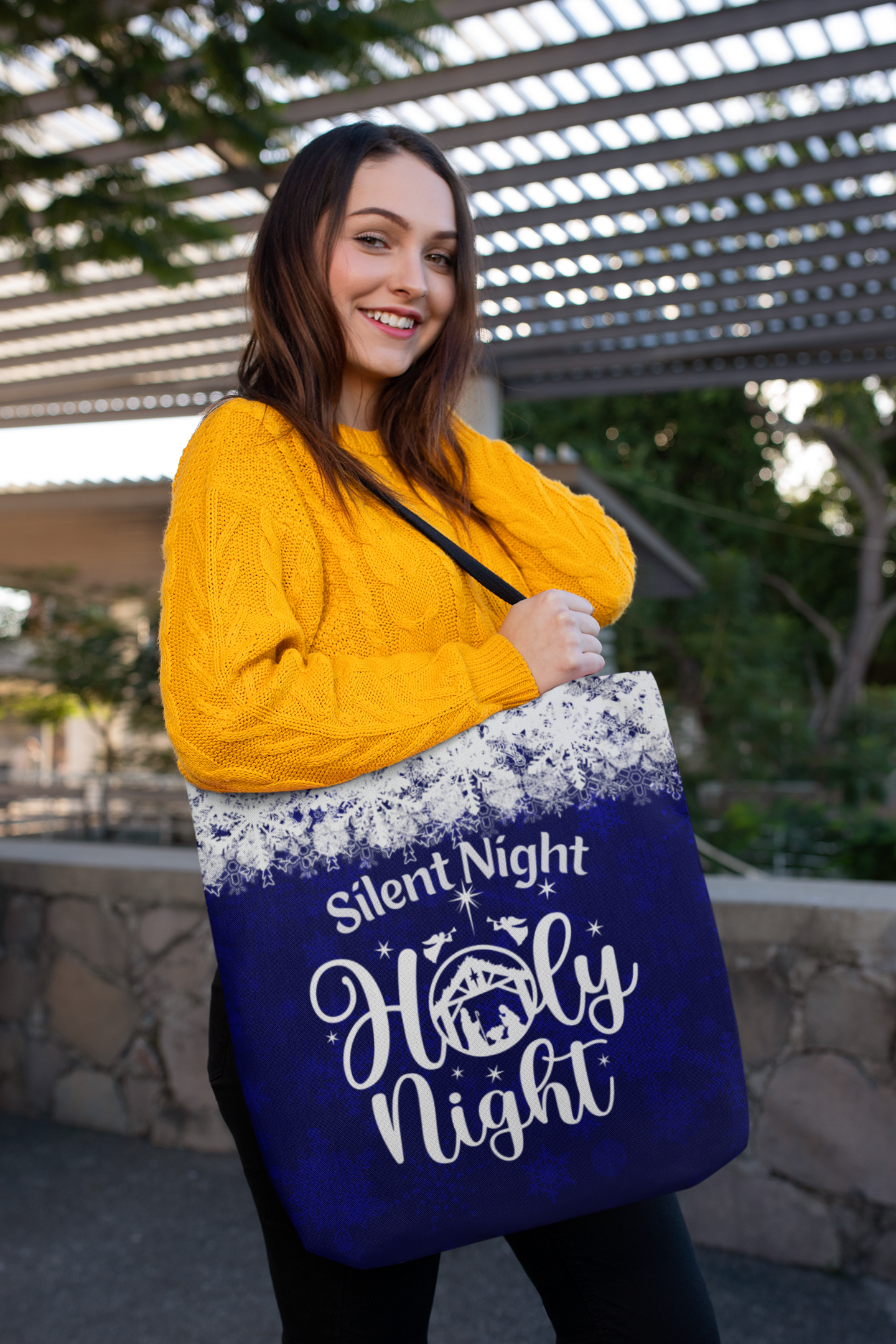 Nativity Scene Silent Night Holy Night Christmas Tote Bag