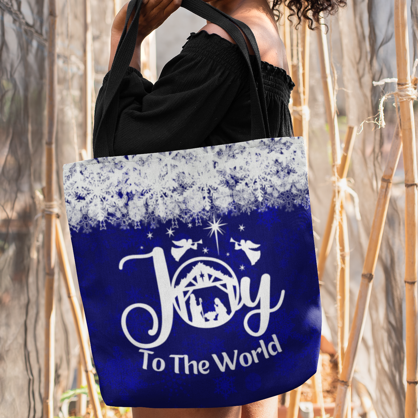 Nativity Scene Joy To The World Christmas Tote Bag