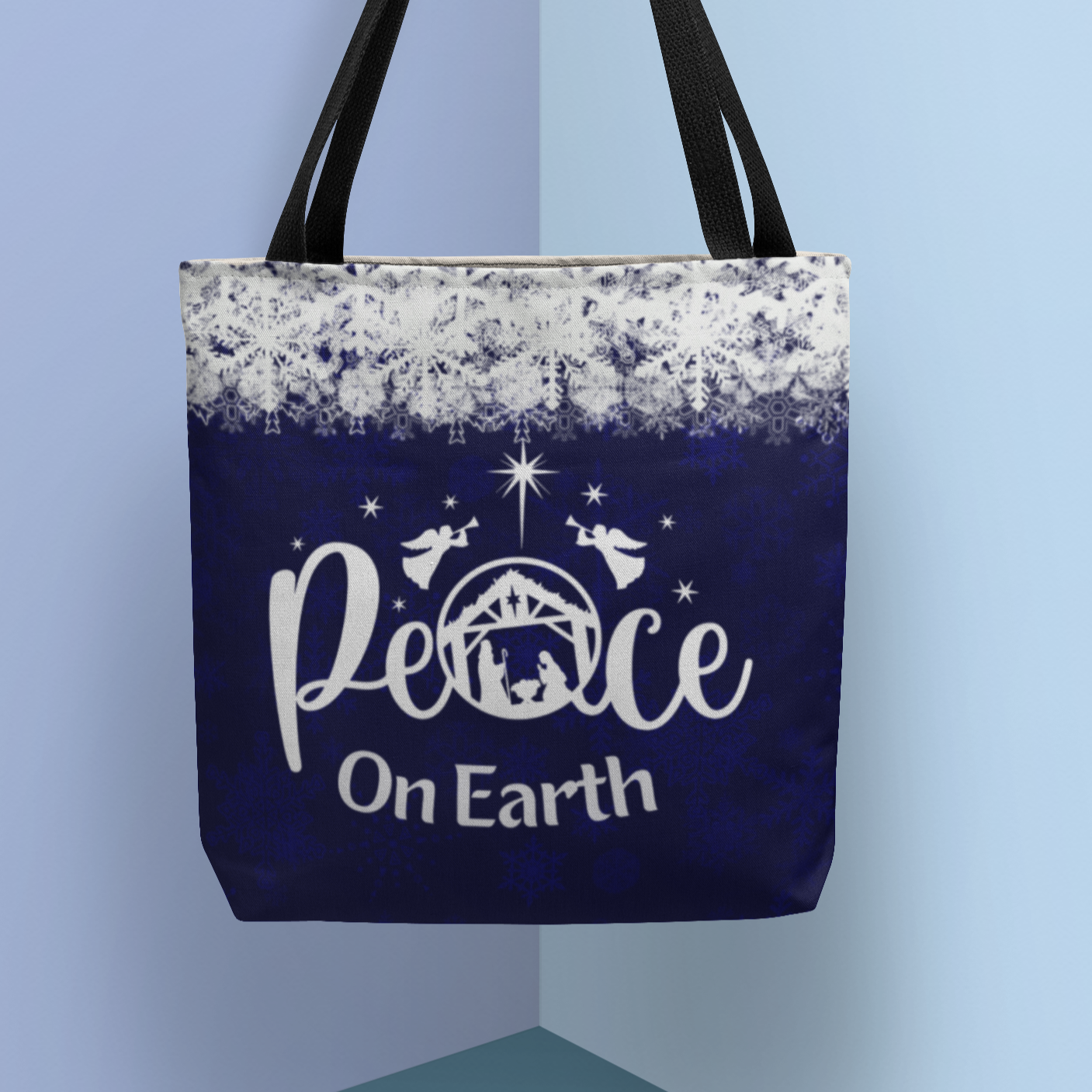 Nativity Scene Peace On Earth Christmas Tote Bag