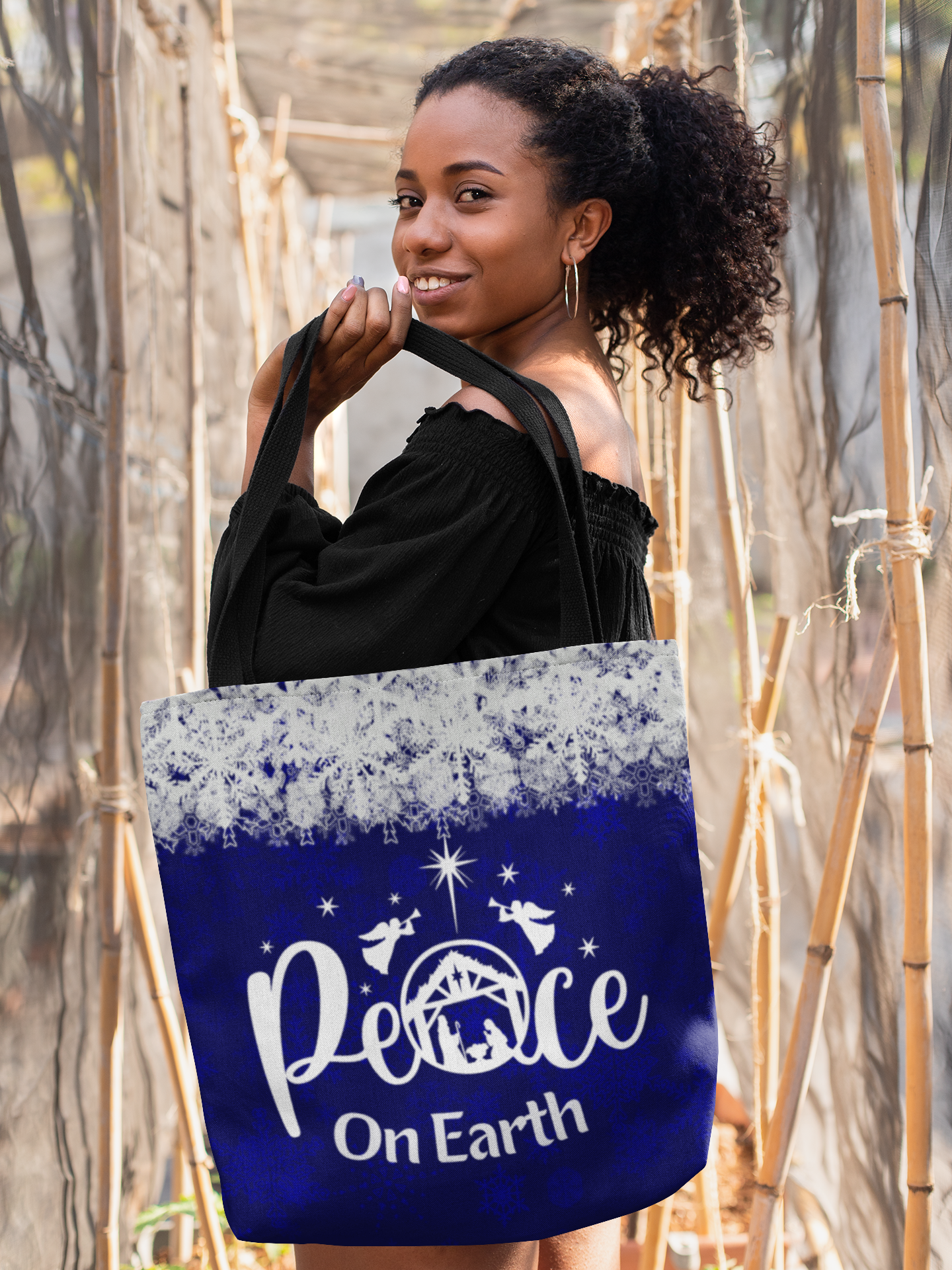 Nativity Scene Peace On Earth Christmas Tote Bag
