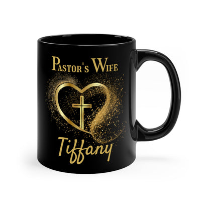 Personalized Pastor's Wife Coffee Mug - Gold Cross and Heart