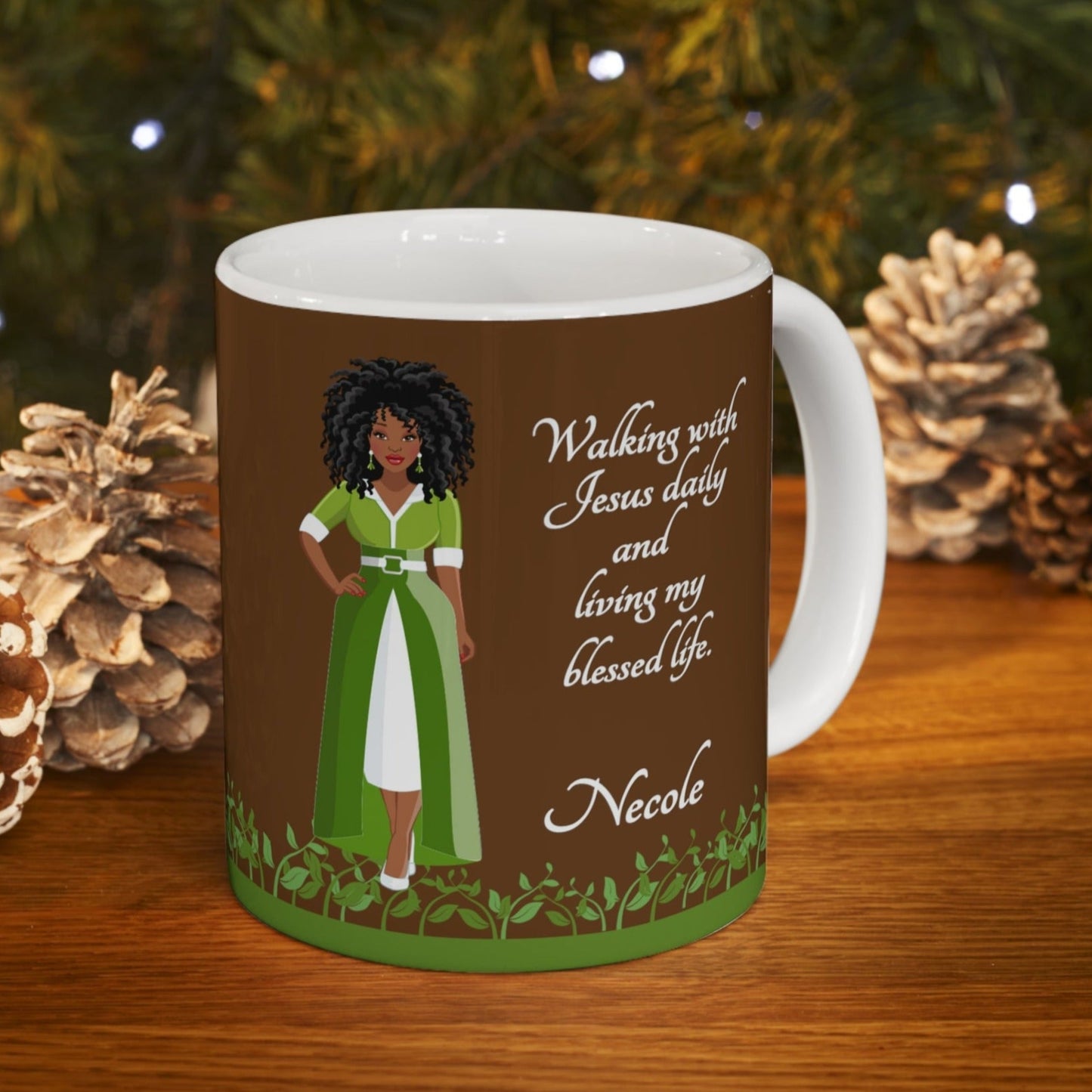 Personalized African American Woman Mug - Walking With Jesus