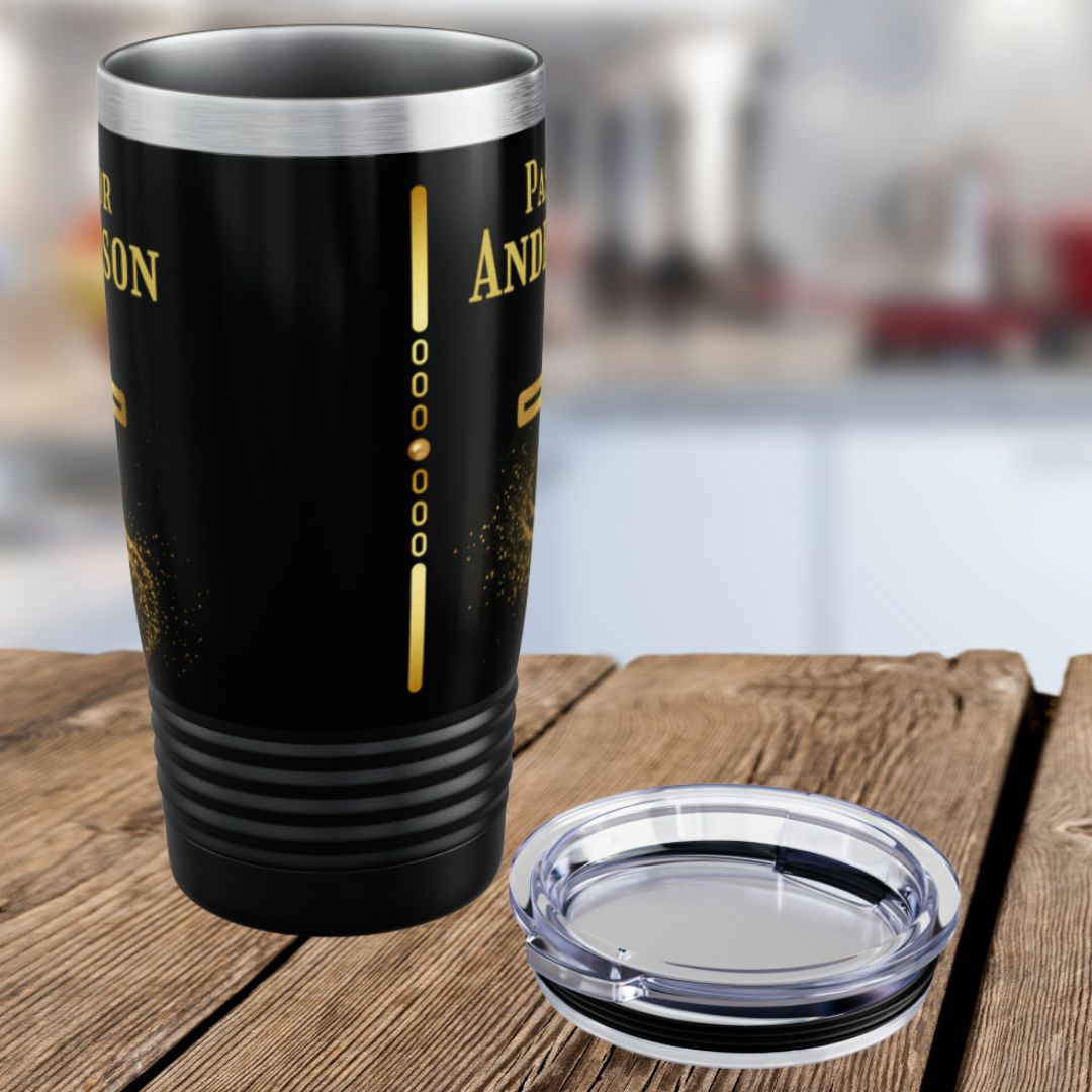 Personalized Pastor Ringneck Tumbler - Gold Cross