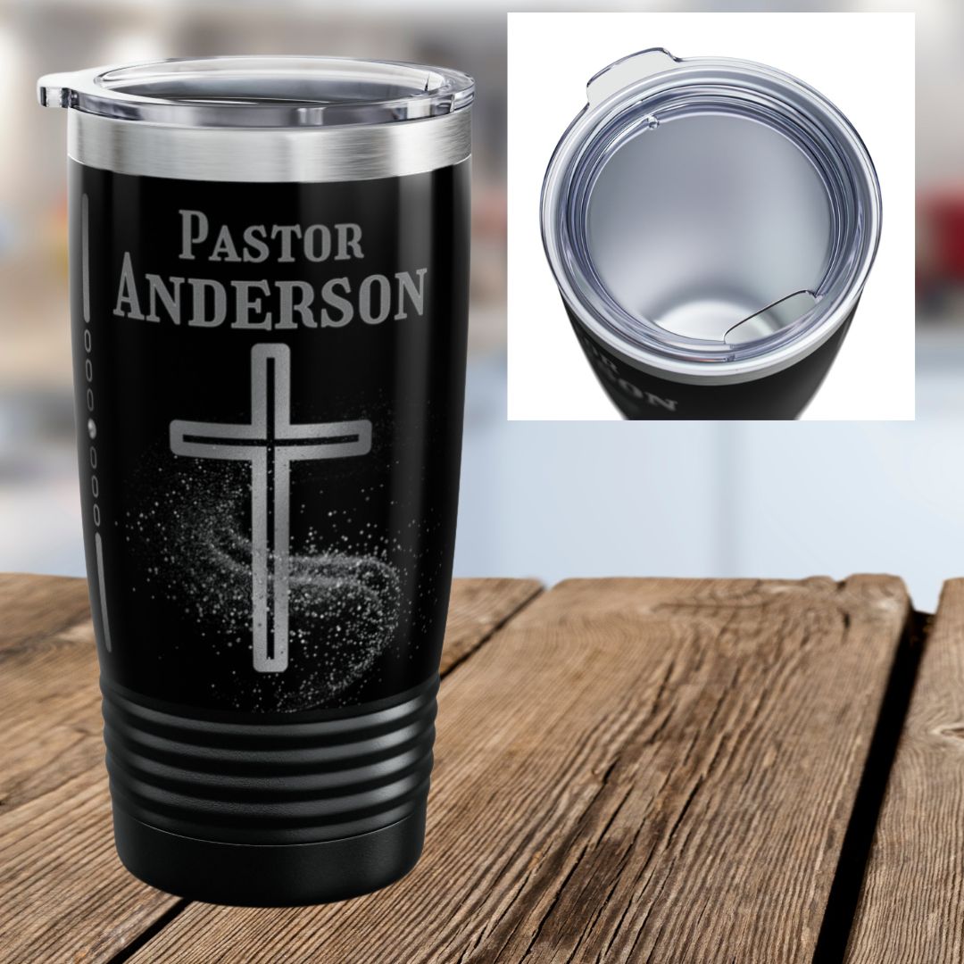 Personalized Pastor Ringneck Tumbler - Silver Cross