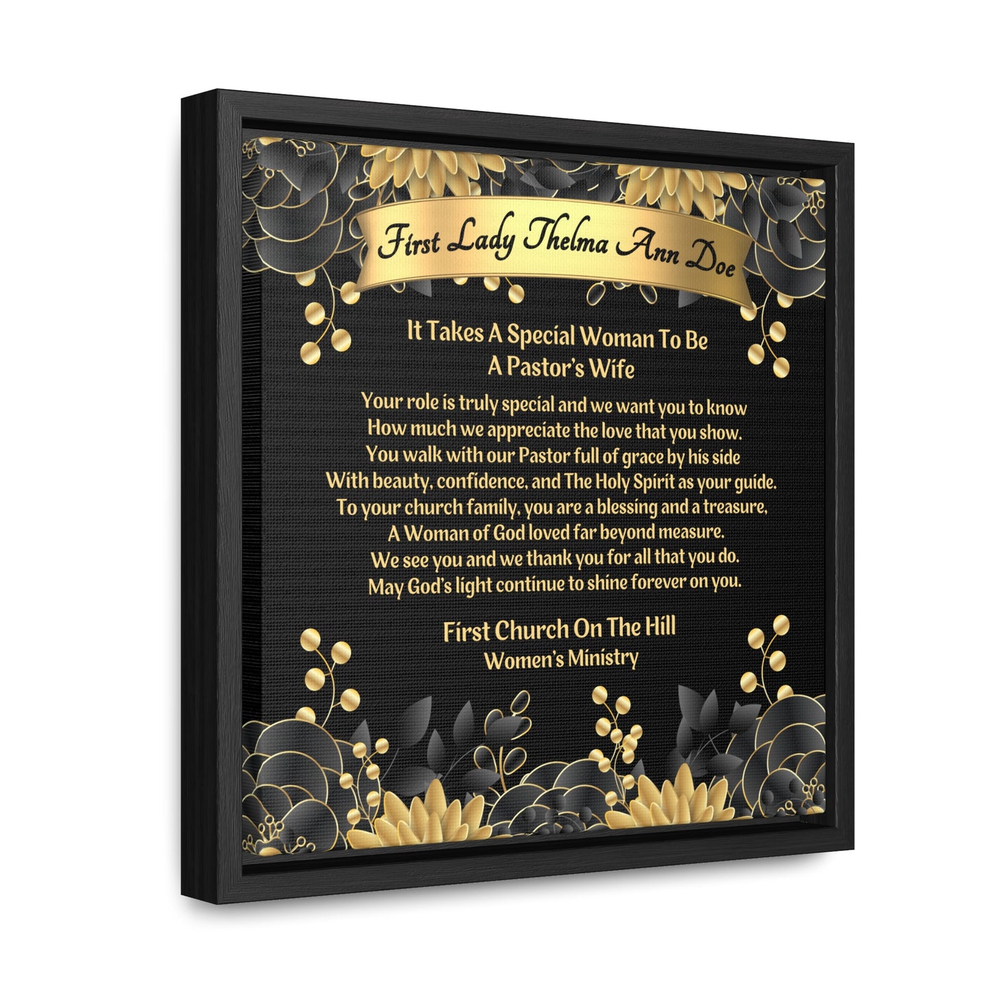 Personalized Pastor's Wife Appreciation Framed Canvas Wall Art