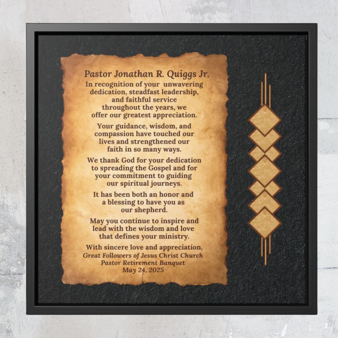 Pastor Retirement Appreciation Wall Art Canvas Wrap Gift Plaque