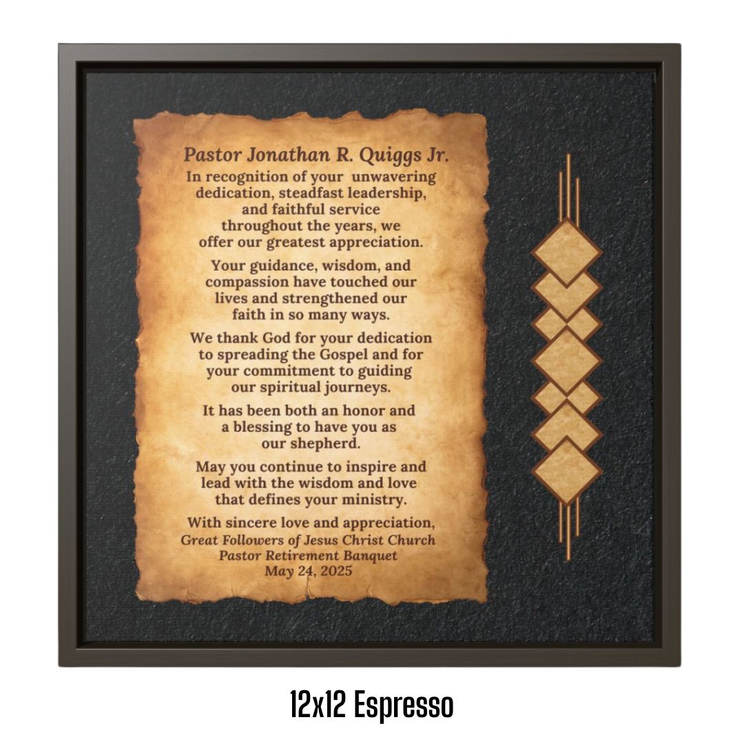 Pastor Retirement Appreciation Wall Art Canvas Wrap Gift Plaque