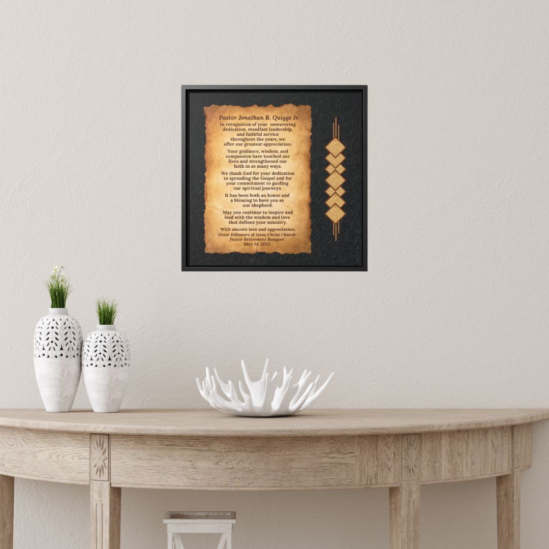 Pastor Retirement Appreciation Wall Art Canvas Wrap Gift Plaque