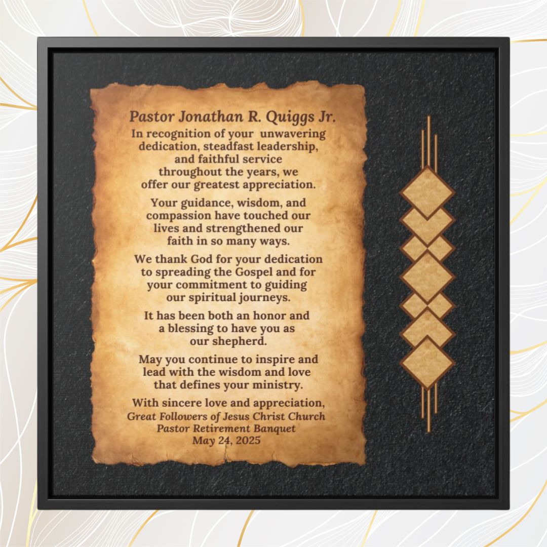 Pastor Retirement Appreciation Wall Art Canvas Wrap Gift Plaque